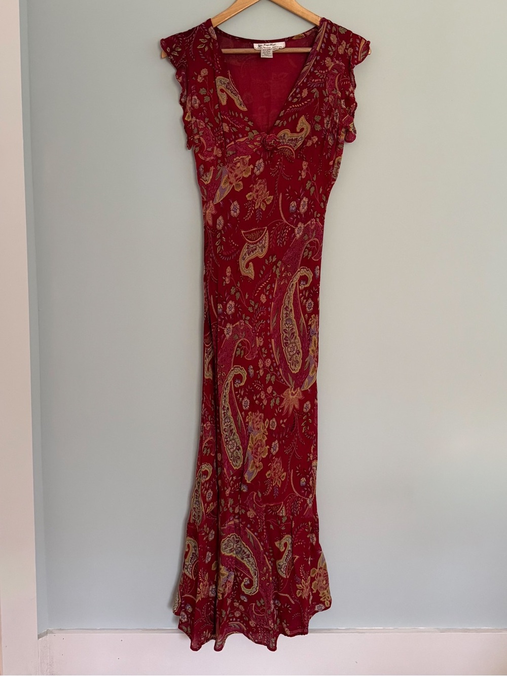 Vintage Papillon Red Paisley Maxi Dress